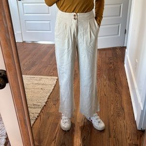 Marine Layer Cream color high waisted Linen Trouser. Size 0
